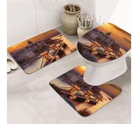 SDTYKHJ Set di tappeti da bagno 3 pezzi tappetino da bagno ultra assorbente antiscivolo tappeti da bagno tramonto a Budapest tappetini da doccia morbido tappeto da doccia a forma di U tappeto WC