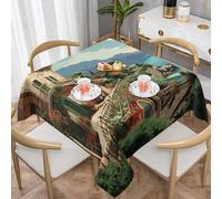 SDTYKHJ Tovaglia estiva mediterranea, impermeabile, resistente, quadrata, 152,4 x 152,4 cm, lavabile, tovaglia autunnale in tessuto decorativo, per feste di nozze e banchetti
