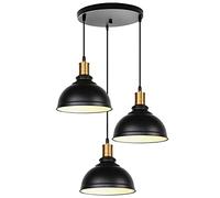 SDUYTDG Lampada a Sospensione Nera Vintage, lampadari a 3 Teste per Ingresso, lampadari da Cucina in Metallo Lampada a Sospensione a soffitto con Cavo Regolabile