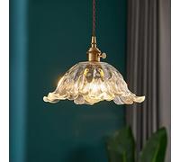 SDUYTDG Lampadari Classici in Vetro Trasparente per la Decorazione della Sala da Pranzo, lampade a Sospensione in Ottone per Isola da Cucina, lampade da Comodino in Metallo Regolabili