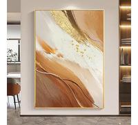 SDVIB Quadro astratto su tela con lamina d'oro marrone, dipinto moderno con texture terracotta neutra, decorazione per la casa, stampa piatta (50x70 cm/senza cornice)