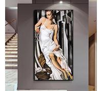 SDVIB Tamara De Lempicka Abito Bianco Donna Uomo Che Fuma Quadro su Tela Stampa Opera d'Arte Moderna Poster Wall Art Living Room Decor 50x100cm Frameless