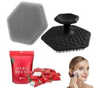 SDwfxd Set di 42 detergenti per il viso in silicone, 2 spazzole manuali per la pulizia del viso con 40 asciugamani monouso compressi, esfolianti per la rimozione dei pori, massaggio