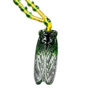 SDWGSD Collana con ciondolo a forma di cicala portafortuna in giada intagliata, amuleto portafortuna per amanti della giada, collana portafortuna per la ricchezza allontanare gli spiriti maligni
