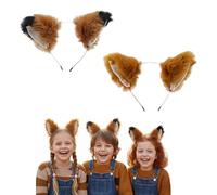 SDXCJY 2 cerchietti con orecchie di volpe, in finta pelliccia, accessorio per Halloween, feste di Natale, travestimenti, spettacoli teatrali (marrone)