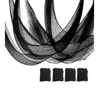 SDXCJY 4 PCS Telo Spaventoso Nero (76x183cm) per Halloween, Telaio per Accessori e Decorazioni di Festa Halloween, Decorazioni Halloween All'aperto per Giardino e Casa Stregata (Nero)