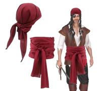 SDXCJY Accessori pirata - Fasce pirata per capelli da uomo e da donna, grandi fasce per capitani pirati in stile medievale, ideale per carnevale per adulti e bambini, Colore: rosso, Taglia unica