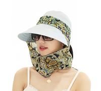 SDXCJY Cappello da sole donna 2 in 1 design pieghevole, con protezione UV 50+, adatto per attività all'aperto, spiaggia e pesca, beige., Taglia unica