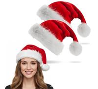 SDXCJY Confezione da 2 cappelli di Babbo Natale per adulti, unisex, in velluto rosso, accessori per le vacanze, Natale, Capodanno, feste in costume (rosso)