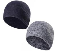 SDXCJY Confezione da 2 cappelli invernali in pile termico unisex, morbidi con teschio, fodera elastica per casco da ciclismo, taglia universale., grigio, blu navy, Taglia unica