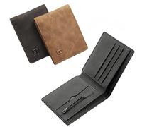 SDXCJY Set di 2 portafogli da uomo in pelle, design sottile e minimalista con porta carte, ideali per lavoro, viaggi d'affari, per la festa del papà, regali di compleanno per papà, marito, fidanzato