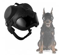 SDYAYFGE Casco Tattico per Cani con Occhiali Protettivi per Pastore Tedesco, Pastore Belga Malinois E Cani di Taglia Media E Grande, Regolabile, Eva, Guida Superiore