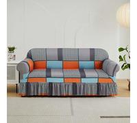 SDYdsgE copridivano, Copridivano elastico con tessuto antiscivolo in spandex for divano da 1 a 4 posti, elegante design della gonna(B,3 Seater/75 90in)