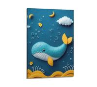 SDYFERBX Poster decorativo da parete in feltro con balena in un paesaggio marino da sogno, stampa artistica su tela, poster decorativo moderno per camera da letto, 20 x 30 cm