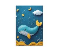 SDYFERBX Poster decorativo da parete in feltro con balena in un paesaggio marino da sogno, stampa artistica su tela, poster decorativo moderno per camera da letto, per camera da letto (40 x 60 cm)