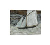 SDYSKKUG Alfred Wallis Quadro. Famosi Quadri su Tela. Barca a vela. Immagini Moderni Murale Soggiorno Camera da Letto 60x50cm Intelaiato