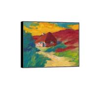SDYSKKUG Emil Nolde Quadro. Stampa su Tela. Casa nella brughiera. Famoso D'arte Murale Dipinto Soggiorno. Riproduzione 63x50cm Cornice Nera