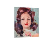SDYSKKUG Jean-Gabriel Domergue Famoso Quadro Stampa su Tela. Ritratto Donna. Quadri Soggiorno Ufficio Decorazione. Riproduzioni 38x30cm Intelaiato