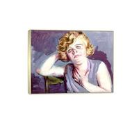 SDYSKKUG Otto Dix Quadro. Ragazza con braccio alzato. Famosi Quadri su Tela. Immagini Moderni Murale Soggiorno Camera da Letto 80x60cm Cornice Argento Champagne