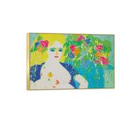 SDYSKKUG Walasse Ting Famosi Quadri su Tela. D'arte Quadro Riproduzione. Il mio seno in fiore. Cornice Dorata Immagini Moderni Murale Soggiorno 75x50cm