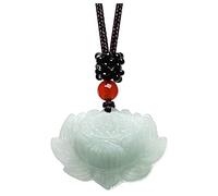 SDyudDS Ciondolo in giadaite, Collana di loto con amuleto Feng Shui