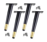 SDyudDS Gambe per mobili, 4 pezzi di gambe for divano a cono obliquo moderne dorate for, poltrona, tavolino, supporto TV, scrivania(Black With Gold,20cm)