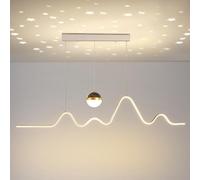 SDyudDS Lampadari, Creative LED Nordic 24W Dimmable Linear Pendant Adjustable for Kitchen Bedroom Dining Living Room(White)