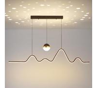 SDyudDS Lampadari, Creative LED Nordic 24W Dimmable Linear Pendant Adjustable for Kitchen Bedroom Dining Living Room(Black)