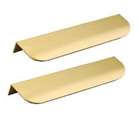 SDyudDS Maniglie per porte a scomparsa, Maniglie nascoste for armadi, mobili da cucina, maniglie con bordo a dita, dorate, 2 pezzi(Hole distance 96mm)