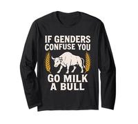 Se i generi confondono Vai a Latte Un Toro - Umorismo di Genere Divertente Maglia a Manica