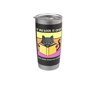 Se il mio libro è aperto, la bocca dovrebbe essere chiusa Cat Reading Bicchiere termico in acciaio inox doppia parete