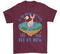 Se La Terra Era Piatto Divertente Gatti Society T-Shirt 100% Cotone
