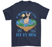 Se La Terra Era Piatto Divertente Gatti Society T-Shirt 100% Cotone