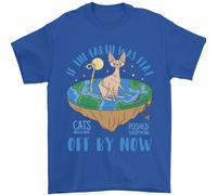 Se La Terra Era Piatto Divertente Gatti Society T-Shirt 100% Cotone