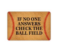 Se nessuno risponde, controlla il campo da baseball, zerbino d'ingresso con divertente benvenuto, in gomma antiscivolo, per interni ed esterni, 2