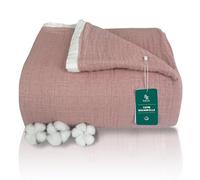 SE SOFTEXLY - Coperta in cotone al 100%, a 4 strati, in mussola, utilizzabile come copriletto, copridivano e plaid multiuso per tutte le stagioni, arancione, 230 x 260 cm
