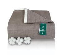 SE SOFTEXLY Coperta Morbida Colore del Caffè,Coperta di Cotone Coperta Fluffy di Alta Qualità,Coperta in Mussola di Cotone Leggera e Confortevole per Tutta la Stagione,230 x 260 cm