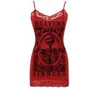 Se7en Deadly Heavens Sinners Seven Skeleton Gothic Lace Camisola Top 2416-C