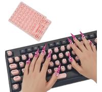 Se7enline Adesivi per tastiera rialzati per unghie lunghe con lettere, bolle per tastiera in morbido silicone per donne, copritasti per nail art per desktop, compatibili con Apple/HP/Dell/Corsair