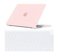 Se7enline Compatibile con Macbook Pro 14" Case 2021 2022 Custodia rigida in plastica per Mac Pro 14" Nuovo modello M1 Pro/M1 Max A2442 e TPU Tastiera Protettiva Skin (Layout), Chalk Pink