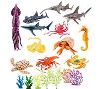 Sea Animal Toy Set - 21 pezzi Marine Life Figurine, Realistic OceanAnimal Figures for Kids Learning Play, Bath Pool Beach Aquarium Toy Set for Boys Girls Educational Marine Life Collection