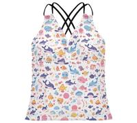 Sea Animals and Ocean Creatures - Tankini da donna, con scollo a V, Animali marini e creature oceaniche, XL