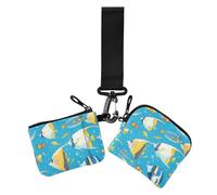 Sea Animals Blue Ocean - Portamonete da donna, porta carte di credito, organizer per denaro piatto sottile con cinturino da polso, per signora, 2 pezzi, animali marini blu oceano, 1 size, Casual