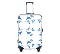 Sea Animals - Copertura per bagagli con razze di animali marini, protezione elastica lavabile antigraffio adatta a 45-81 cm, bianco, L