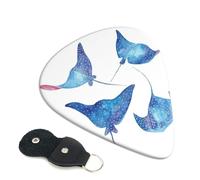 Sea Animals Stingrays, 6 plettri per chitarra con stampa fronte/retro, adatti per chitarre acustiche, elettriche e bassi, inclusi 0,46 mm, 0,71 mm, 0,96 mm