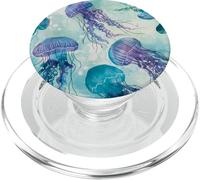 Sea Art Acquatico Subacqueo Acquerello Blu Shoal Medusa PopSockets PopGrip per MagSafe