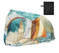 Sea Barche a vela Art Blue Copertura impermeabile per bici con fori di blocco resistente ai raggi UV per interni ed esterni Copertura per bici elettrica adatta per la maggior parte dei cobertor para