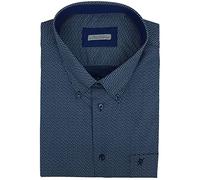 SEA BARRIER Camicia Uomo Sportiva Puro Cotone Taglie comode Forti Manica Lunga 5XL 6XL 47 49 (3XL(46-47) - Indaco)
