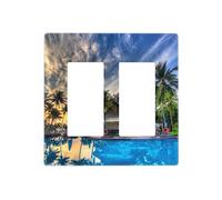 Sea Beach Seascape 2 Gang Doppio Rocker/Decora Interruttore Della Luce Copertura Presa Decorativa Piastra Da Parete Elettrica Frontalino Bagno Casa Camera Da Letto Decor Senza Viti 11,9 cm x 4,6