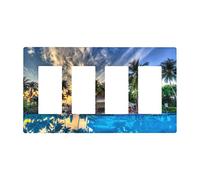 Sea Beach Seascape 4 Gang Quad Rocker Interruttore Della Luce Piastra Frontale Elettrico Decorativo Per Bagno Casa Camera Da Letto Decorare Jumbo Dimensioni Senza Viti 21,1 x 4,6